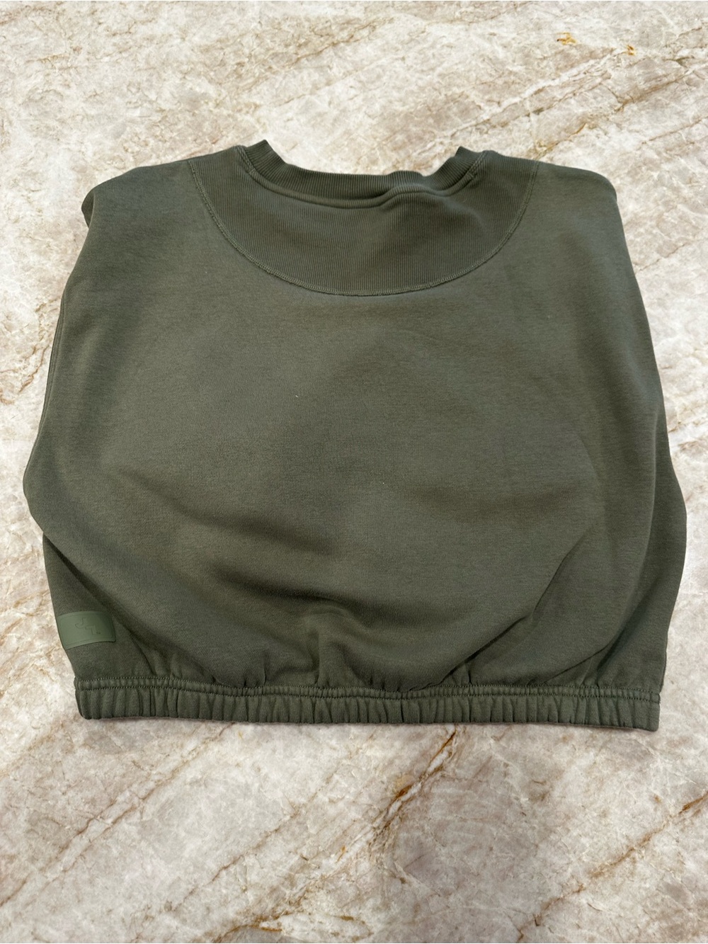 Joy Lab Women’s Cropped Crewneck Sweatshirt - Olive - Picture 3 of 4